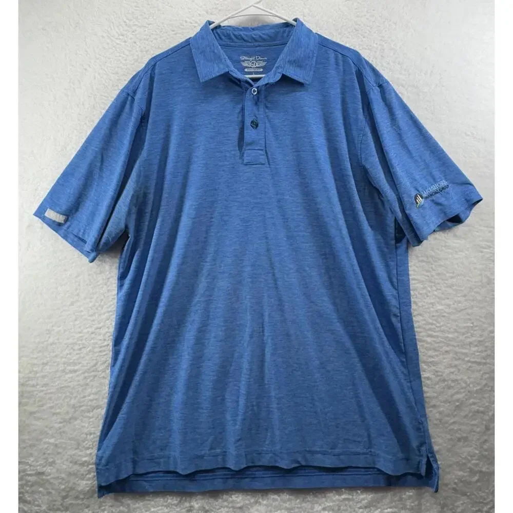 Straight Down Performance Polo Mens Large Blue Soft Stretch Logo - Picture 2 of 5
